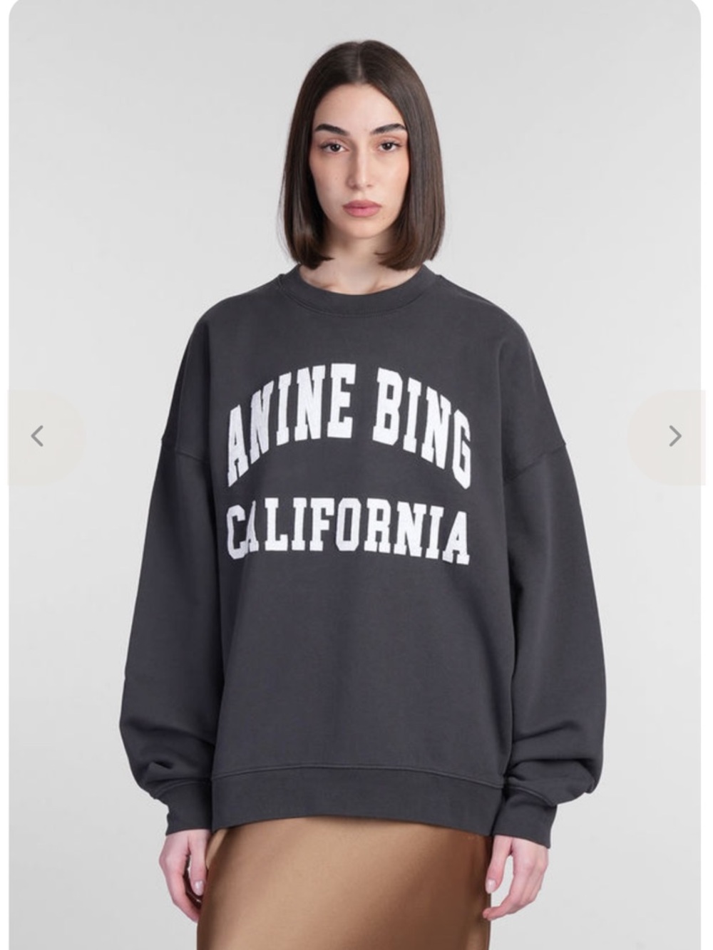 Anine Bing Black Crewneck Sweatshirt with White Logo